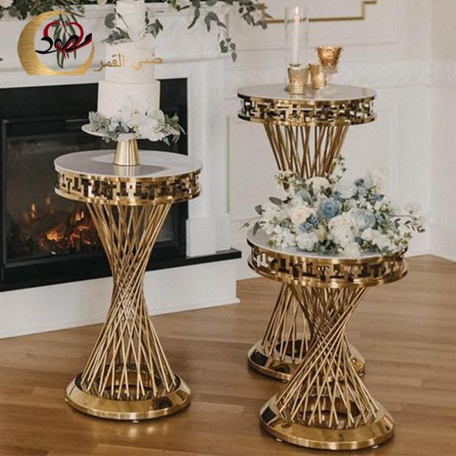 Events Decoration Gold Stainless Steel Nest Base Dessert Stand Cake Table For Wedding