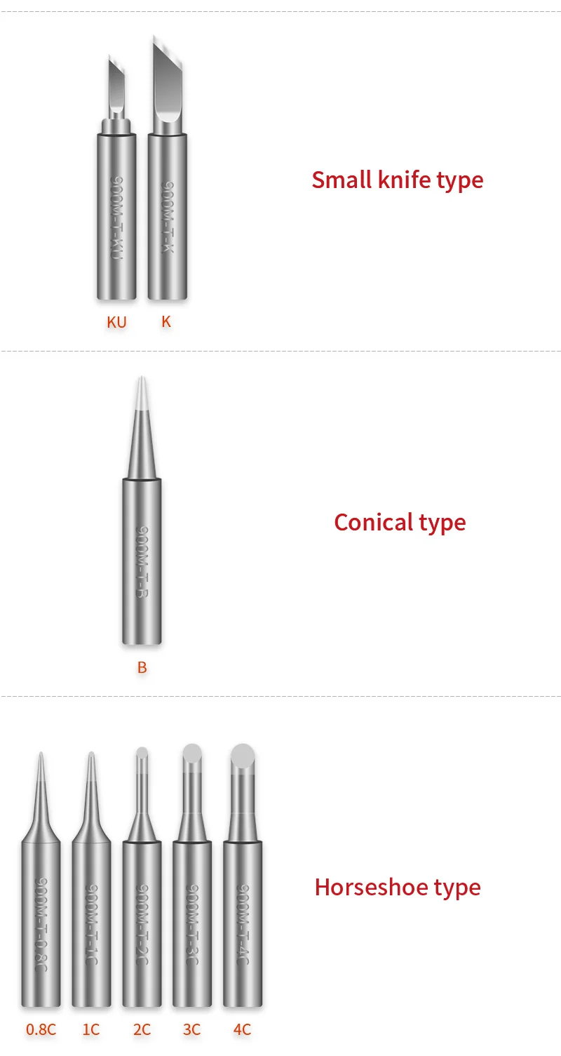 Wholesale Factory price 900M Series 900M-0.8C/1C/2C/3C/4C Lead-free Soldering Iron Tips Used In 936/937 Soldering Station