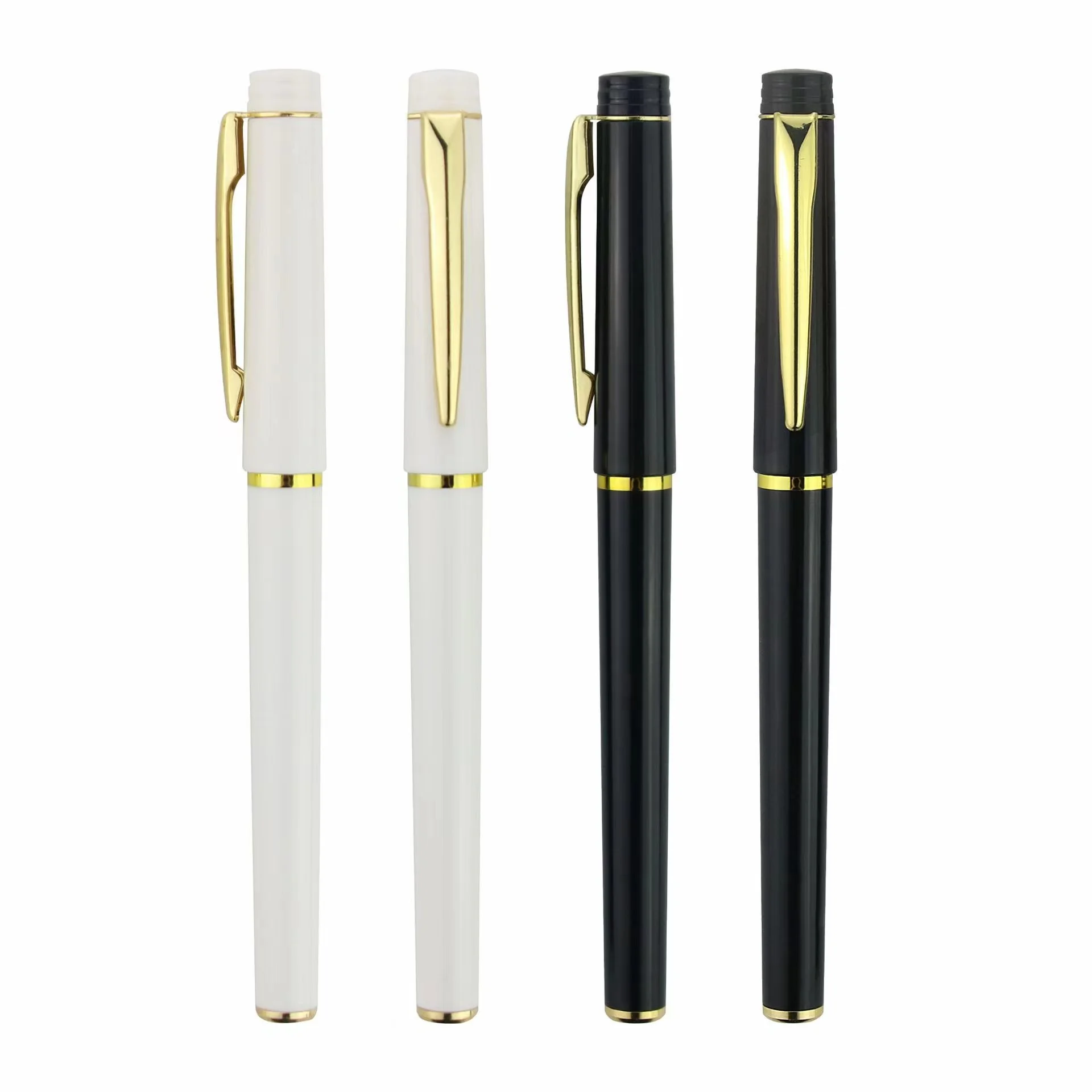 The manufacturer supplies metal texture high-grade advertising neutral pen logo printing black signature pen fixed engraving sys