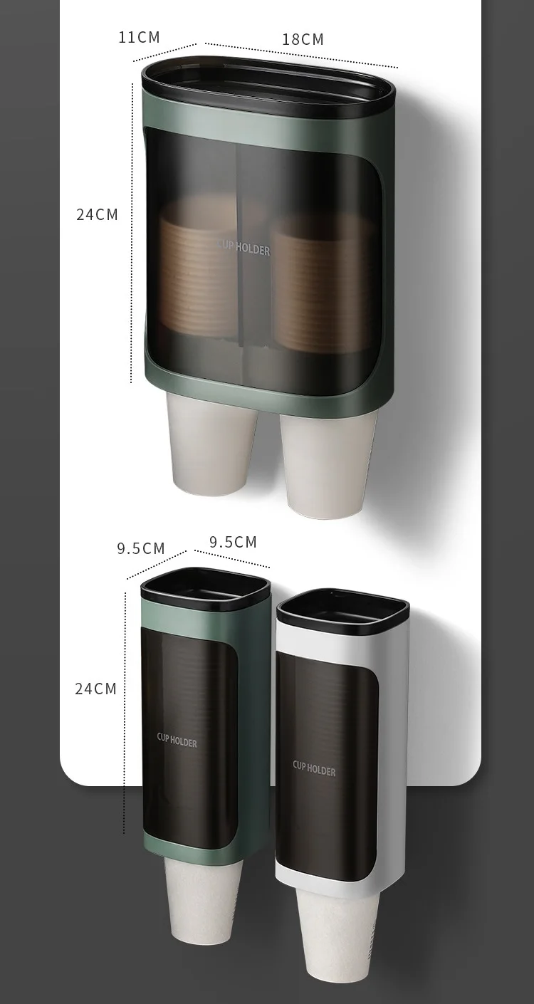 Household wall mounted disposable automatic cup remover punch free water dispenser rack paper cup holder