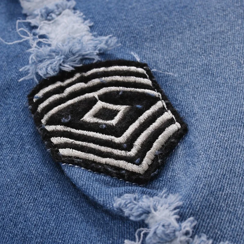 
2020 Fashion men badge pants ripped shorts jeans 