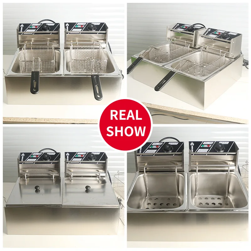 
Frying Pan Commercial Electric Fry Pan Single Cylinder Furnace Machine French Fries Chicken Chop Oil Cooking Kitchenware Tools 