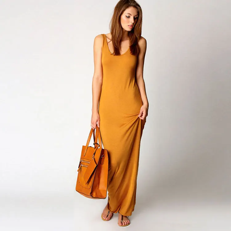 Summer Basic Women Long Vest Dress New Sling Dress Suspenders O-neck Sexy Polyester Sleeveless Knitwear Dress