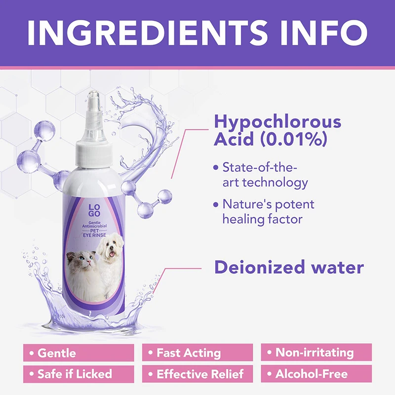 Private Label Eye Drops for Dogs and Cats, Gentle Formula to Soothe Eye Infection Allergy, Dog Tear Stain Cleaner