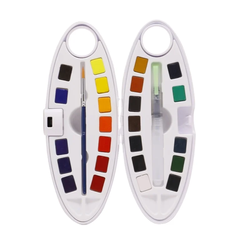 Most Popular Durable 24 Colors Oval Box Art Supplies Watercolor Sets