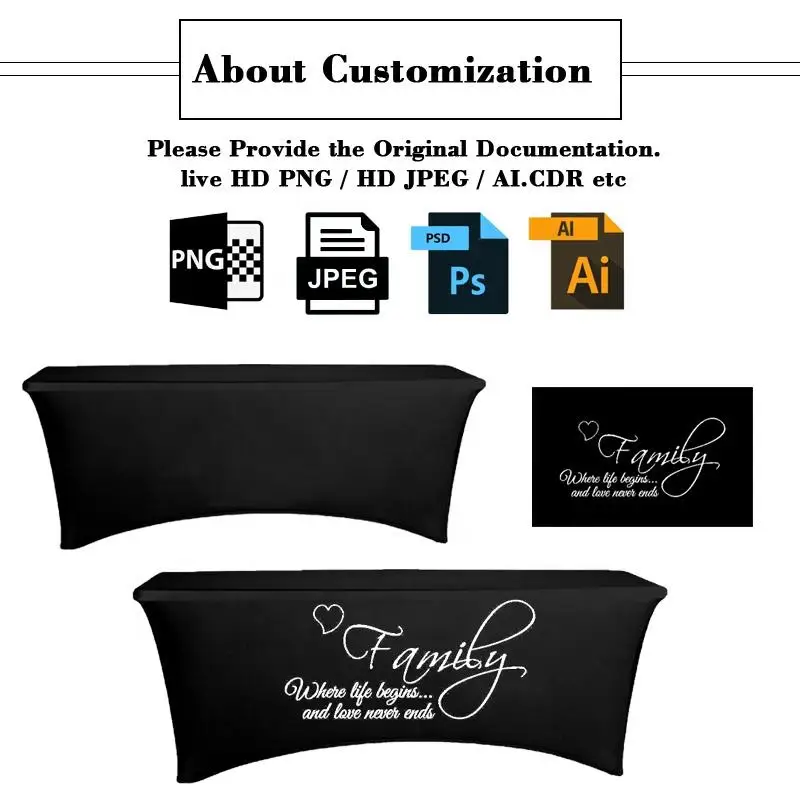 HLY Spandex stretch rectangular tablecloth trade exhibition equipment table cover