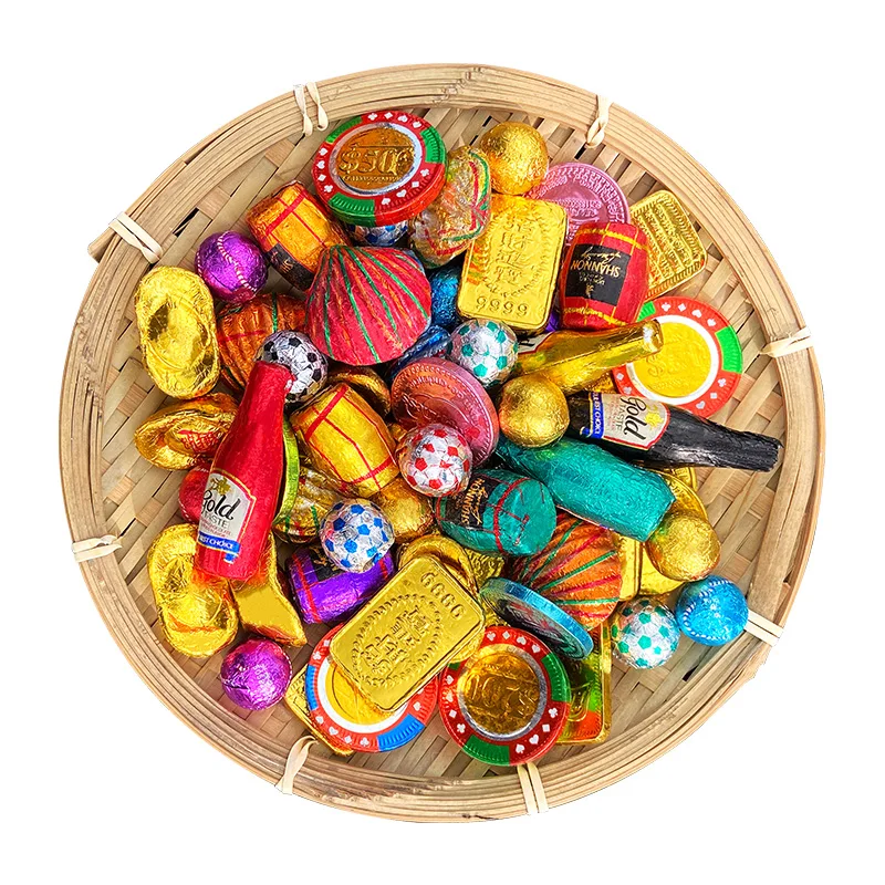 Bulk Gold Coin Ingot Gold Bar Peanut Chocolate Commercial Batch Birthday Cake Baking Decoration Decoration Wedding Candy