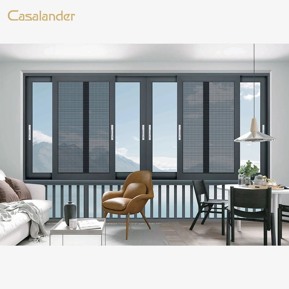 CASALANDER Modern Design Aluminium Windows Soundproof Sliding Heat Insulation System Stainless Steel Screen Factory Price