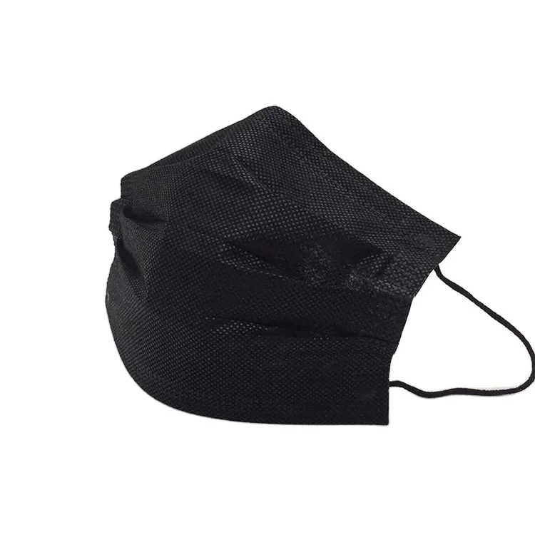 Face Dispos Masker Disposable 3 ply Facemask Black  Mascarillas Flat Ear Loop Custom Mask