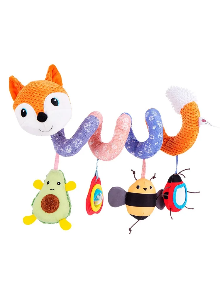 Soft Plush Hanging Spiral Rattles Infant Crib Mobile Bed Stroller Cartoon Animal Fox Toys Sound Paper Baby Early Educational Toy