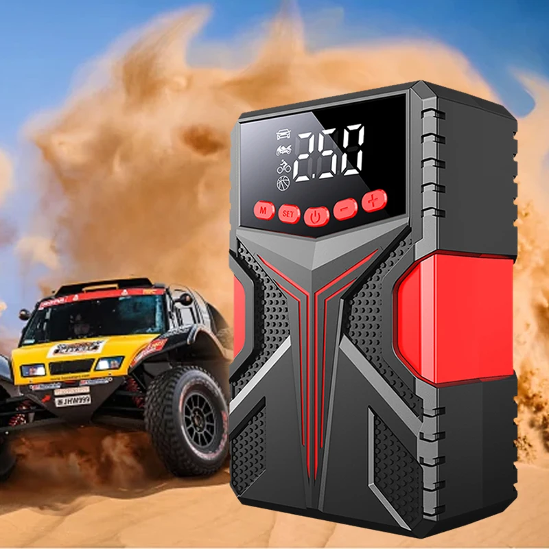 4 In 1 Functions 2000A Portable Car High Power Jump Starter Battery Pack With Air Compressor 12V Car Battery Jump Starter