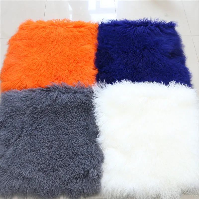 
Curly sheep fur skin long hair mongolian Lamb fur tibet Goat Skin Blanket 