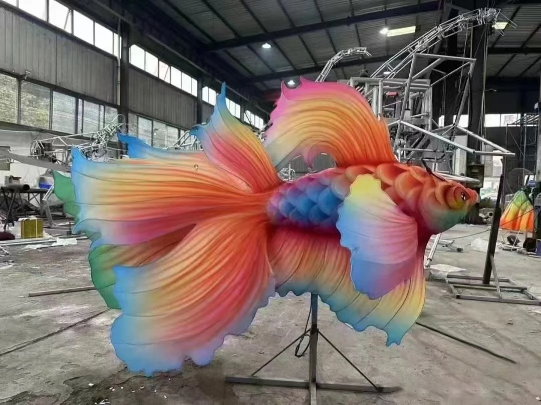 Chinese Tradition Light Festival Decoration Red Fish Lantern Hand Painted LED Animal Fish Lanterns for Lunar New Year