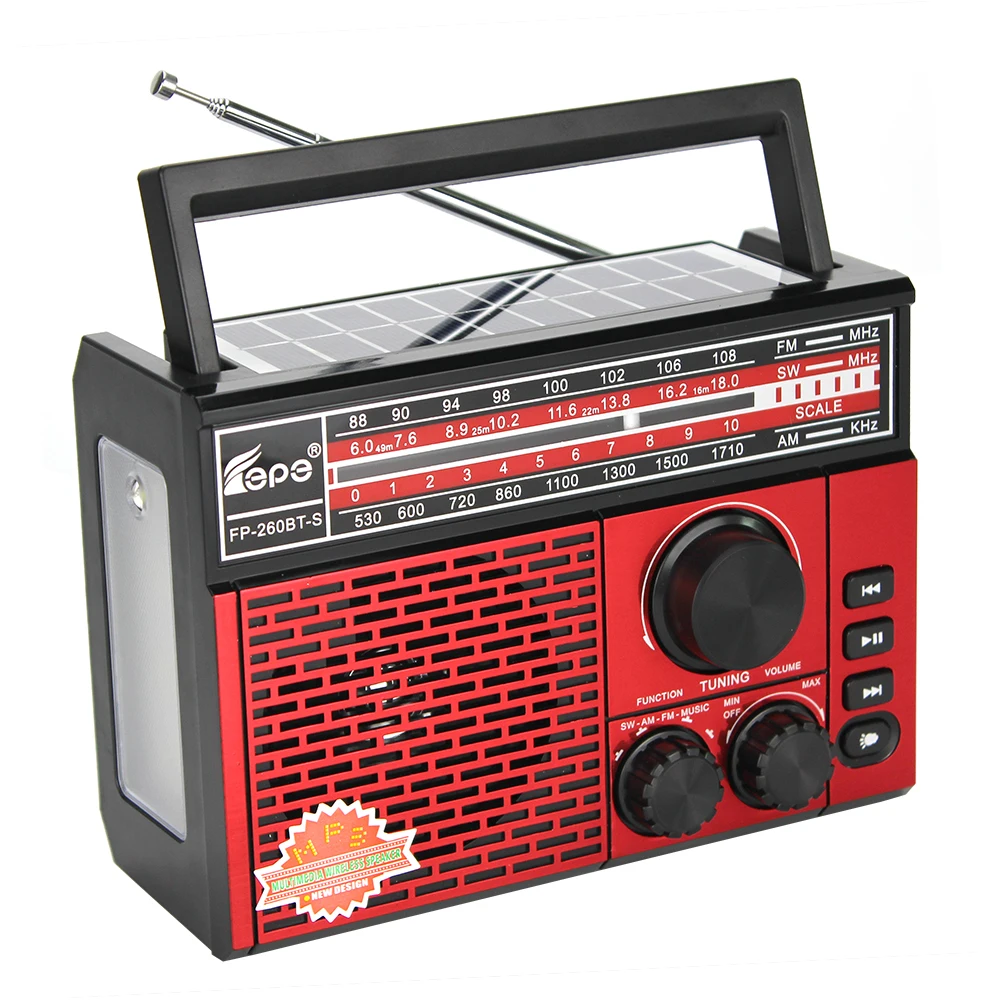 FP-260BT-S USB TF 18650 многополосные Портативный радиоприемник FM AM ЕО портативное Солнечная приведенная в действие радио с факел свет