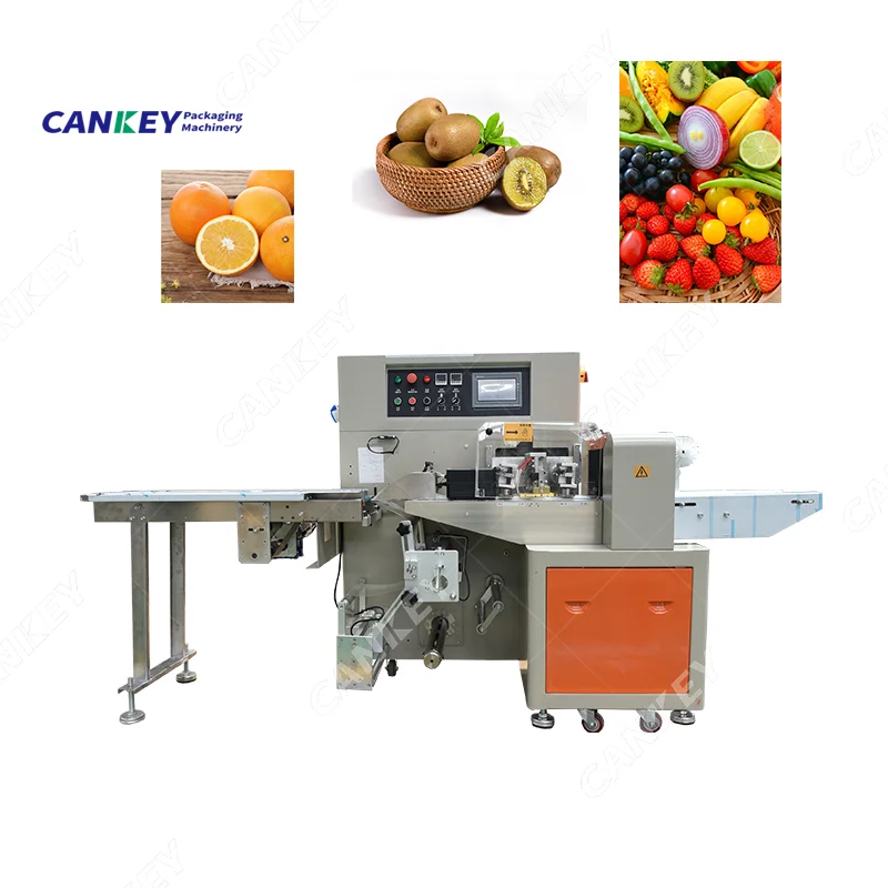 Fresh Vegetable Clean and Packaging Production Line Rotary Pillow Packing Machine Price