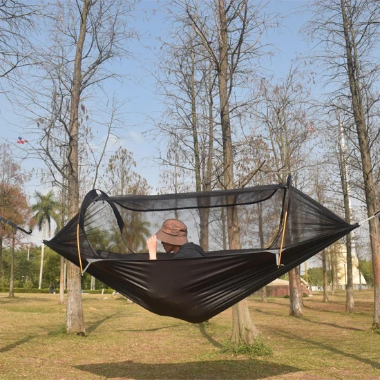 Portable Outdoor Net Hammock With Shade Lightweight Camping Hammock Mosquito Net Rain Tarp