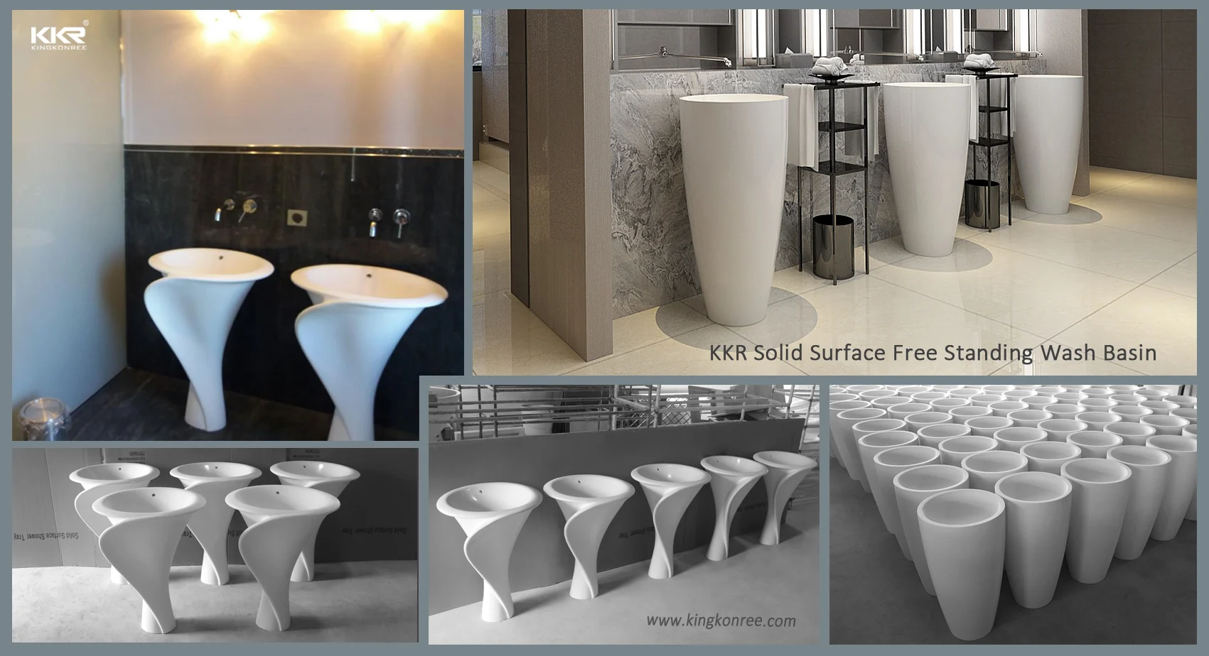 
Bathroom Washbasin Flower Shaped Freestanding Basin Solid Surface Stone Standing Sink 