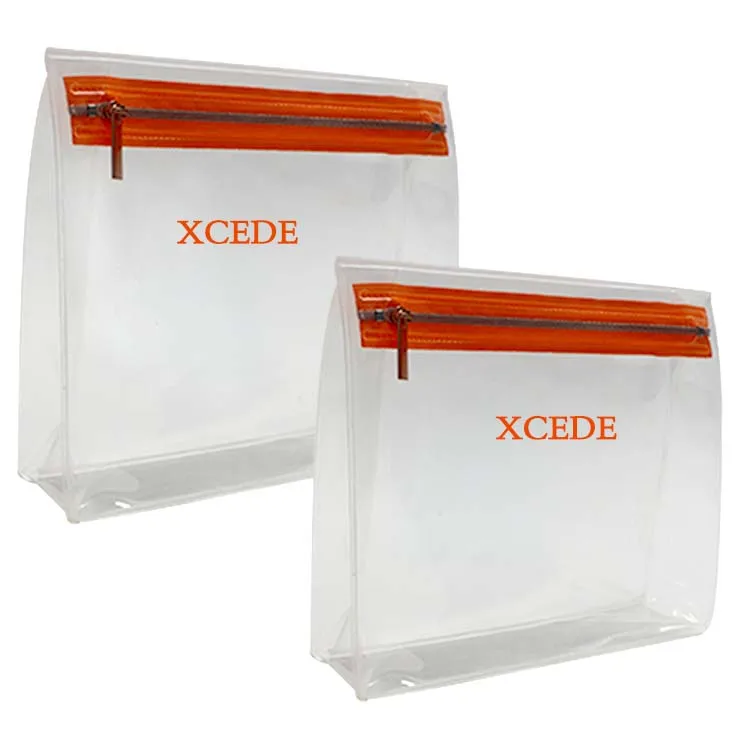 Custom Logo Small Transparent Toilet Plastic Zipper Bag Clear Make up Pouch EVA Cosmetic Bag with Zipper