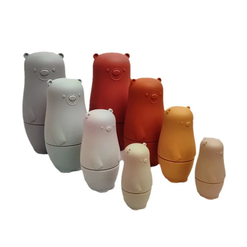 Babe Nesting Dolls Made of Silicone Matryoshka Russian Dolls Bear Handmade for Christmas Holiday Souvenir for Babies