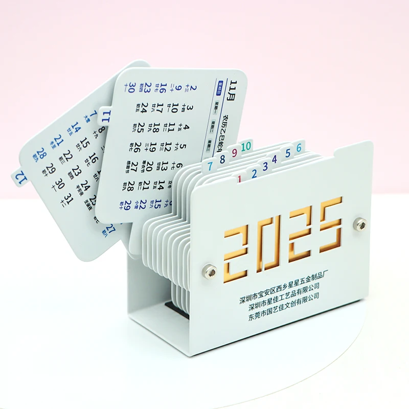 Custom 2025 promotional desk metal calendar 365 Day Office Desktop Calendar