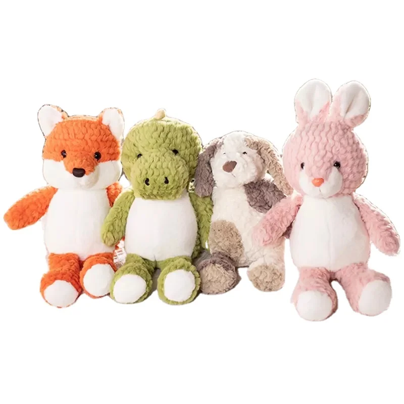 Knitted forest animal plush toy dinosaur/fox/rabbit/puppy sleeping doll
