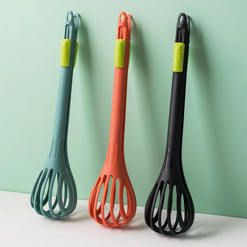 Easy use durable 2 in 1 spaghetti noodle food tongs nylon egg whisk for cream