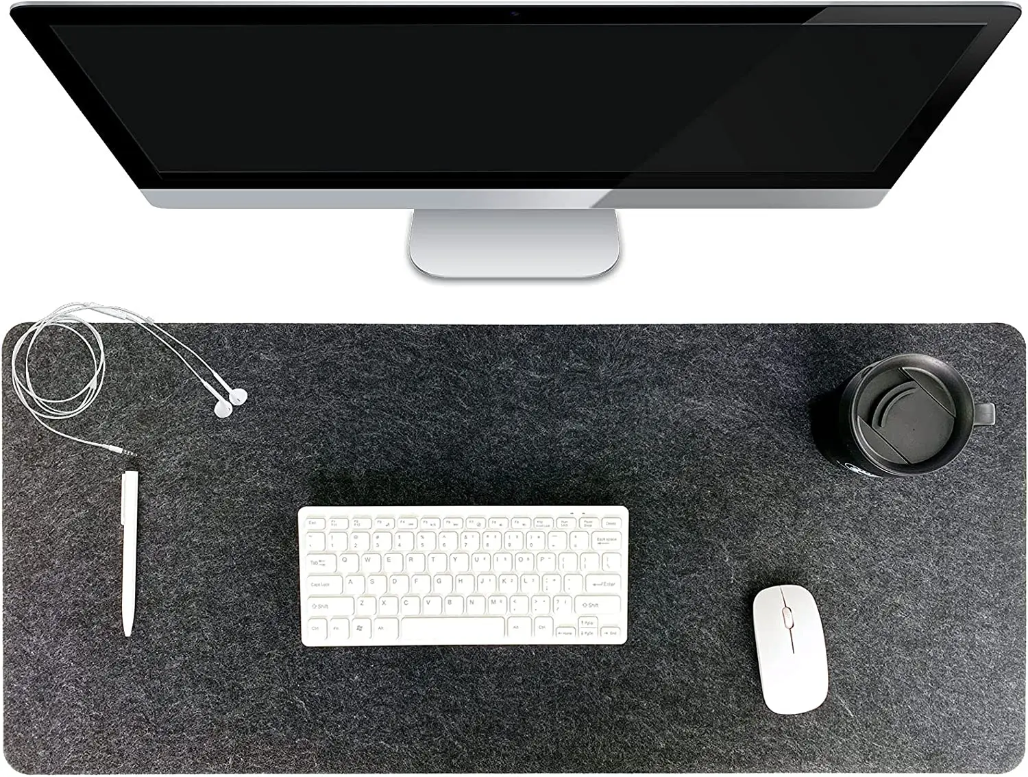 Felt Mouse Pad Stitched Wool Office XL Desk Pad with Anti-Slip Base Computer Keyboard Mat