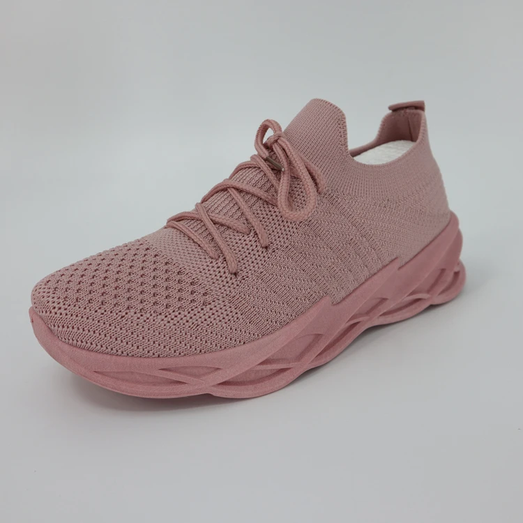 
mesh breathable hiking cloth cushion knitted Sports grey women ODM OEM Wholesale 3D fly knitting shoes 