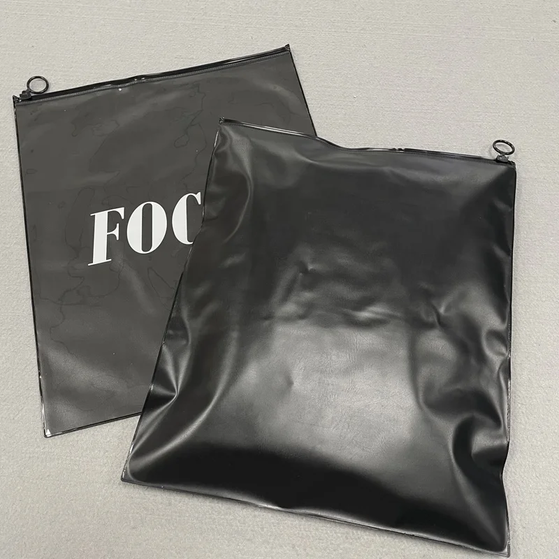 High Quality Transparent Custom PVC Plastic Bag Packaging Wig Clothes , Cosmetic Boutique Packing Zip lock Bags With Logo