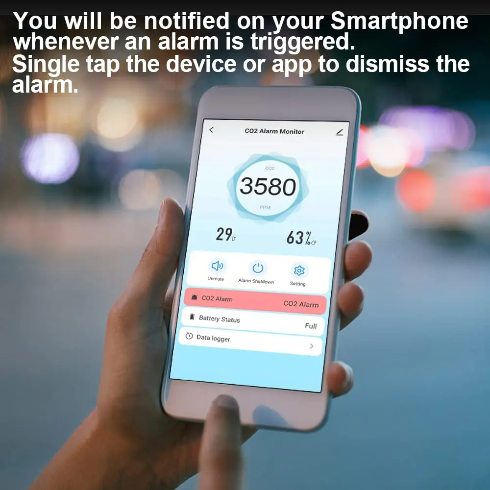 Wifi Alarm Data Logger NDIR Auto Calibrate Color Indicator Light 3/4/5 in 1 Interior Temp Humidity Smoke Co2 Meter Monitor