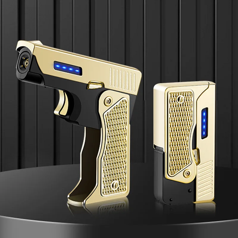 In stock 2 IN 1 Jet Torch Arc Electric Gun Lighter USB Rechargeable& Butane Refillable Plasma Lighters for Candle pistol Lighter