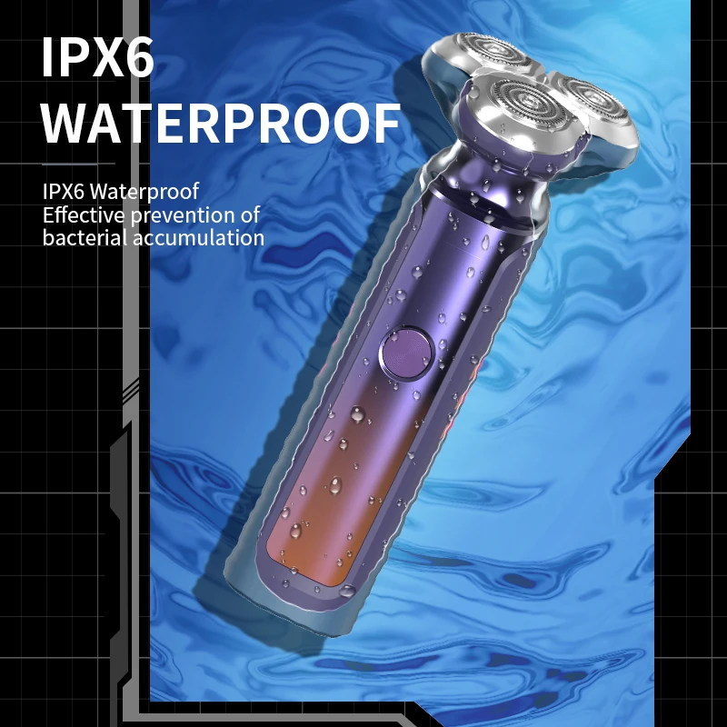 Kemei KM-1941 USB зарядка ЖК-дисплей электробритва уровень 6 водонепроницаемые мужские уход за кожей лица бритва с тройным