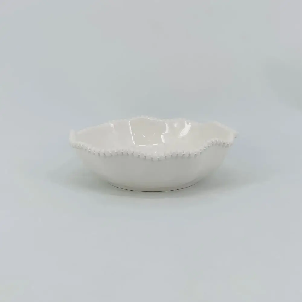 
Hot sale Cheap 12 pcs set dinnerware embossed beaded plate and bowl set white melamine dinner table sets 