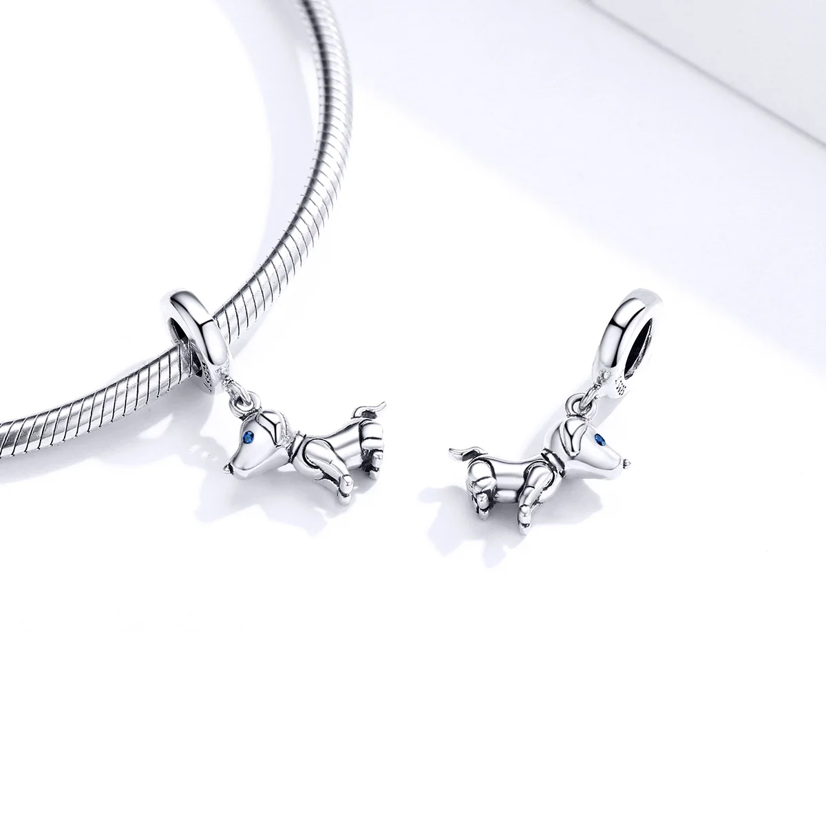 Personality robot dog diy silver bead necklace pendant pendant s925 sterling silver SCC1468