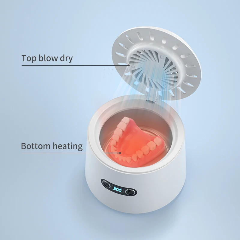 Dental Heating And Drying Function Ultrasonic Cleaning with UV and Fan retainer cleaner accessories cleaning device