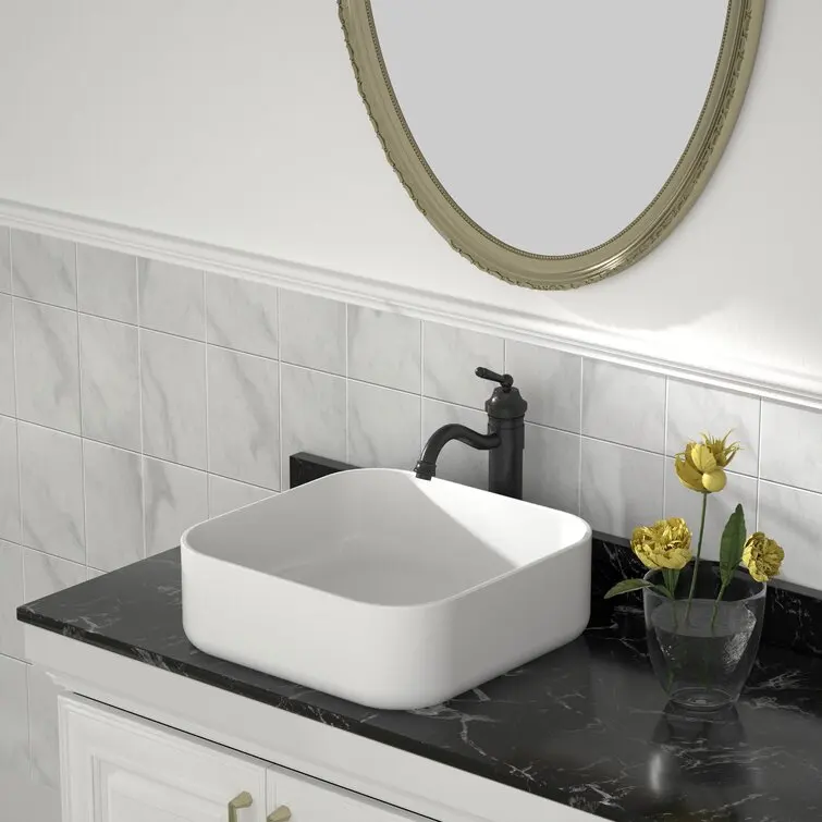 Modern Sanitary Ware Lavamanos Above Counter Top Sinks Bathroom Wash Basin Square Bathroom Sink