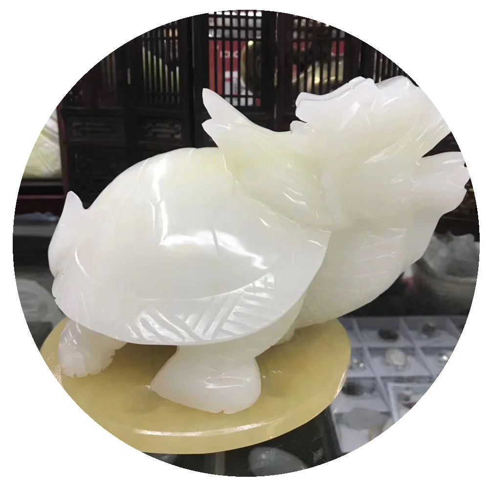 Wholesale high quality natural white marble  jade  dragon turtle  for home decoration