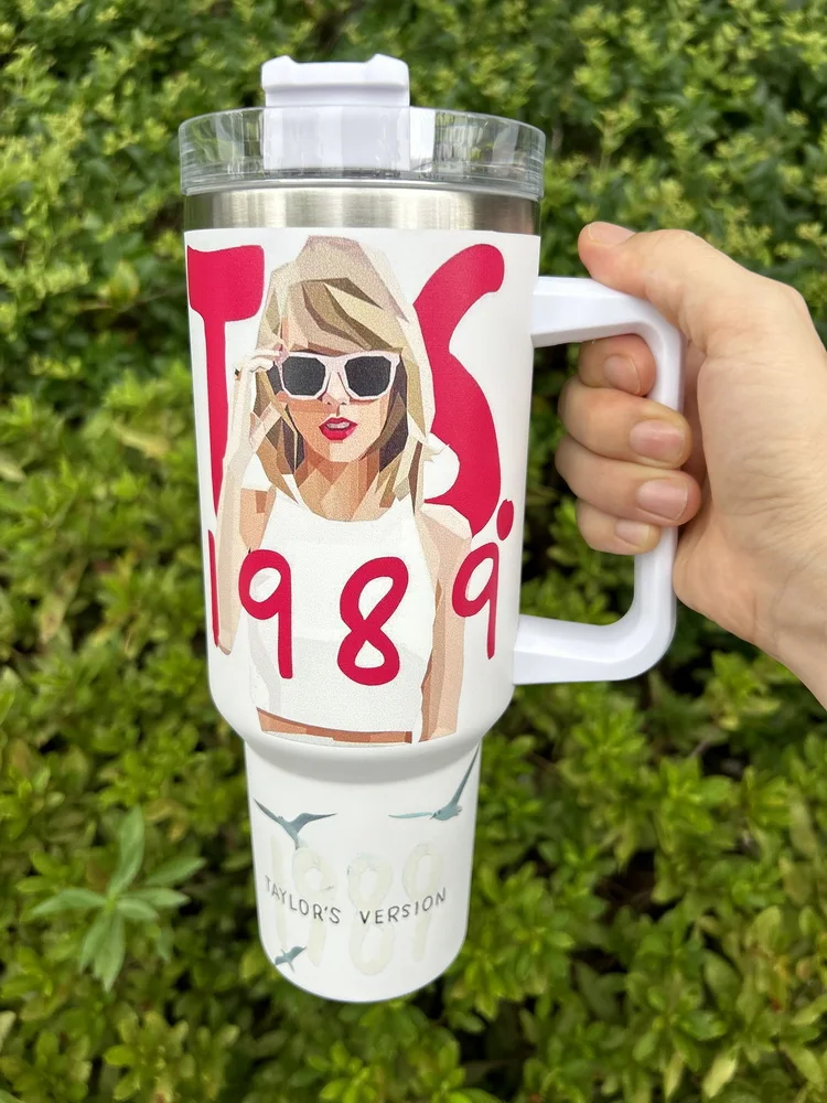 15 видов цветов на заказ Eras Tour 1989 Taylor Tumblers 40oz из нержавеющей стали Uv Dtf чашки с ручкой и крышками