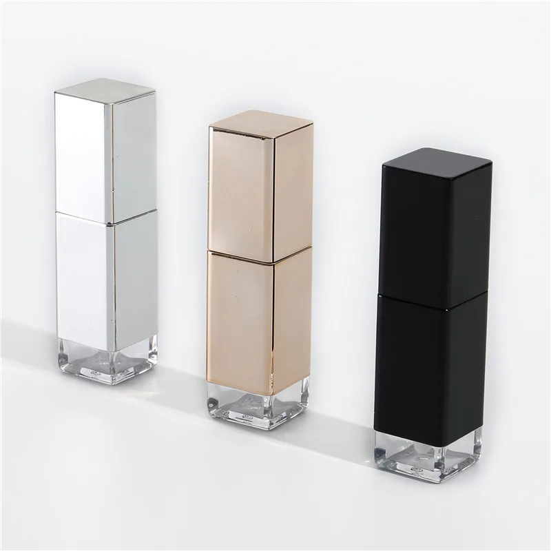Unique design empty luxury 10ml lip gloss tube custom lipgloss tube containers black lip gloss tube with brush