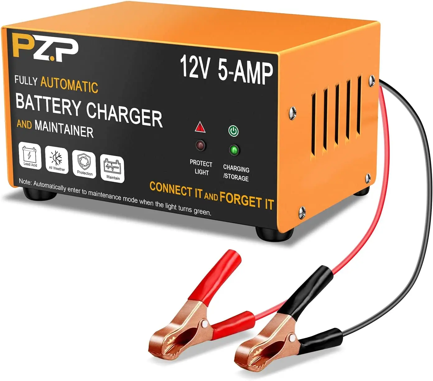 PZP High Quality 12V 5AMP Lead-acid Car Battery Charger Battery Trickle Charger and Maintainer 12V Smart Marine Car Battery Char