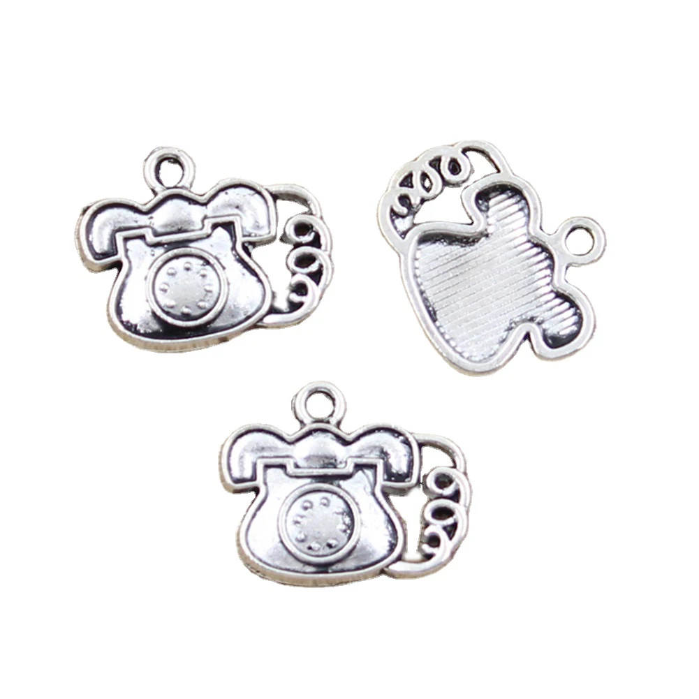 Charms telephone phone 22x18mm Handmade Making fit,Vintage Tibetan Silver Color Pendants,DIY For Bracelet Necklace