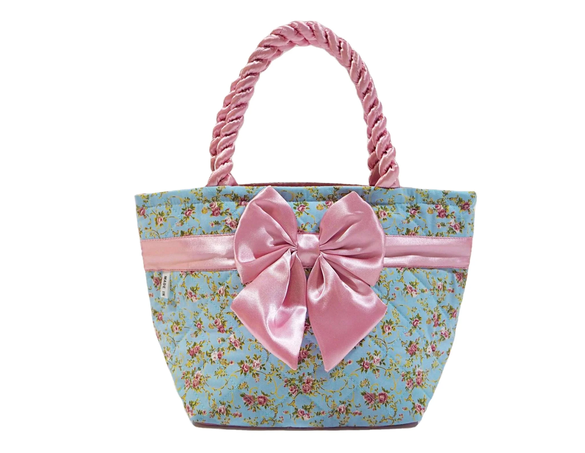 
Handmade Fashion Handbags for Woman with Cotton Satin Fabric and Big Ribbon from Thailand 