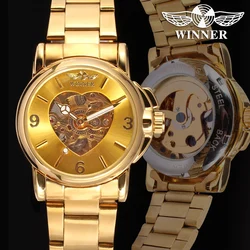 China Factory T winner Brand Gold Watches Lady Minimalist Elegant Luxury Automatic OEM Skeleton Mechanical Womens WristWatch