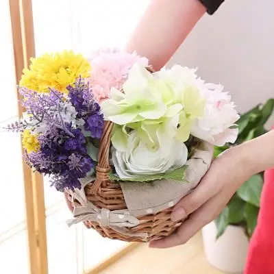 
Factory Wholesale Willow Gift Basket Lined Wicker Baskets for Crafts with handle 