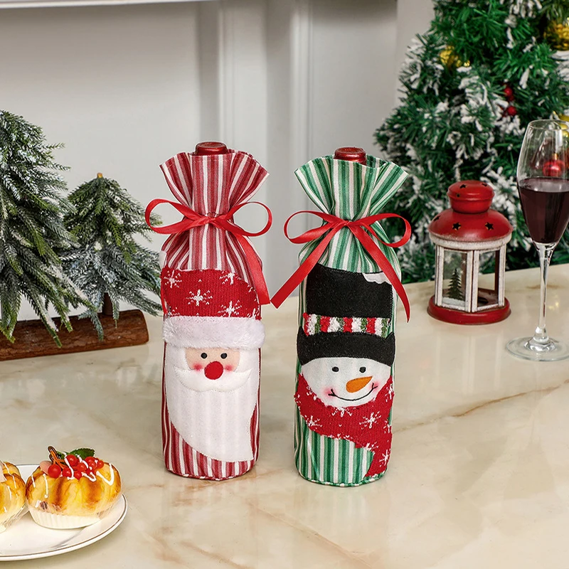 Christmas wine bottle set Christmas creative knitted snowman wine set Holiday restaurant decoration Christmas decoration
