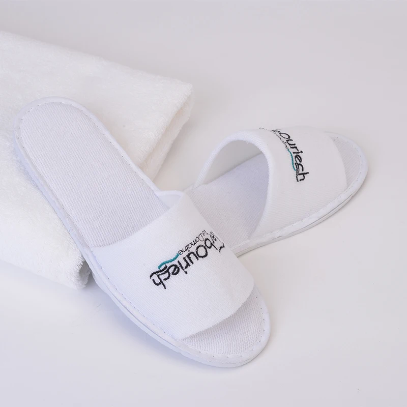 Custom Cheap Personalized White Hotel Bathroom Disposable Slippers
