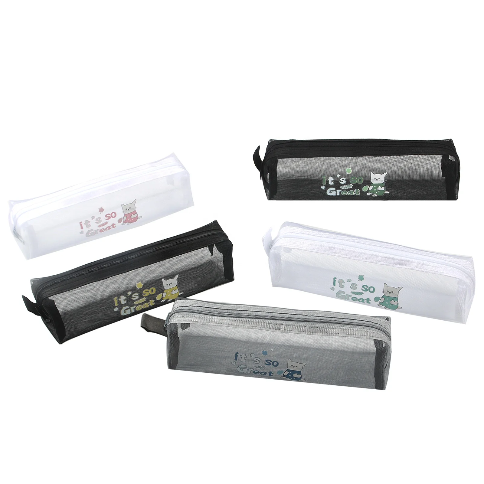 Multi-functional Nylon Mesh Pen Bag Pencil Case Makeup Tool Bag Storage Pouch pencil bag custom