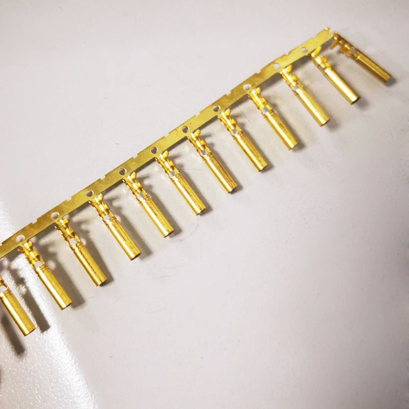 Custom Stamping Brass Electric contact Connector copper connecting tubes 2.35mm drum spring pin block male crimp Terminal