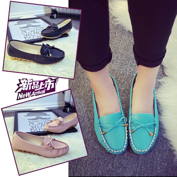Women Flats Shoes 2019 Loafers Candy Color Bow Slip on Flat Shoes Ballet Flats Comfortable Ladies Shoes