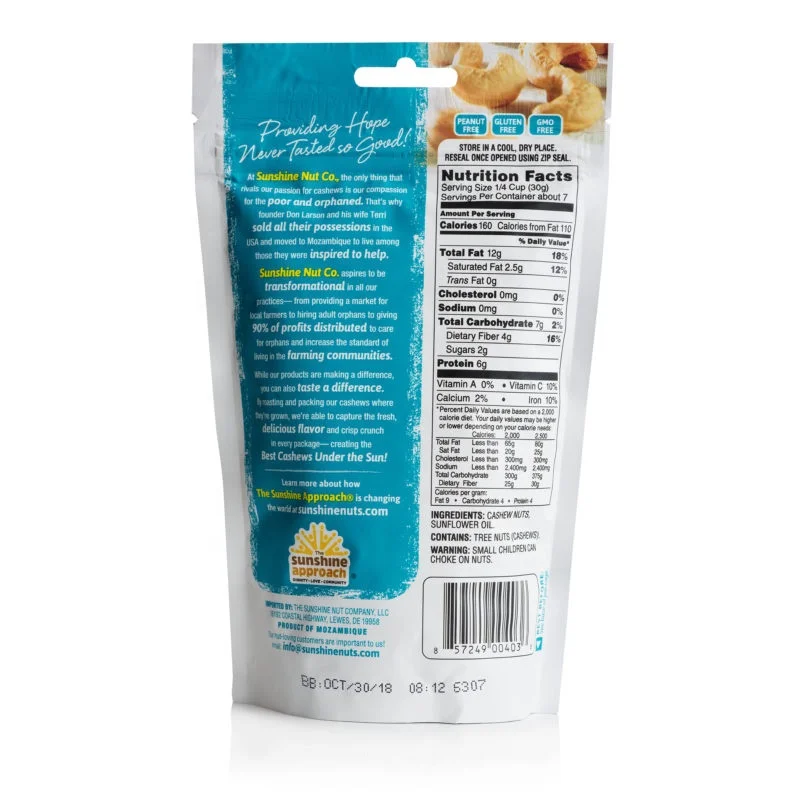 Dried Fruit Roasted Snack Mixed Nuts Almonds Pecan Seeds Walnut zip lock packaging pouch Aluminum Foil Raw cashew nut bags